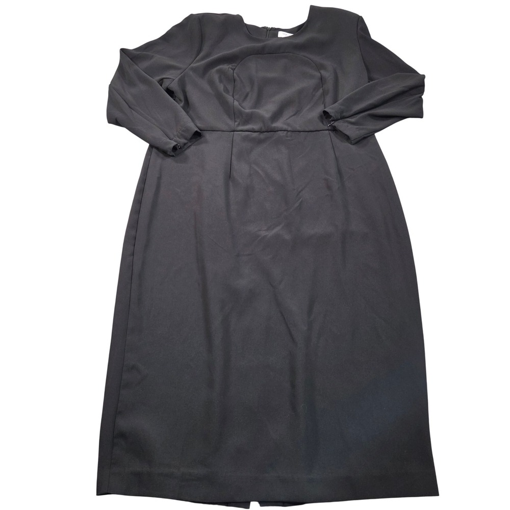Sergio Hudson x Target Dress Womens 1X Black Midi Long Sleeve Zipper Cuff